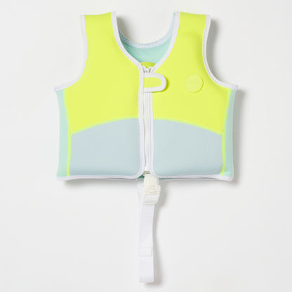 Salty the Shark Swim Vest 1-2 Aqua Neon Yellow