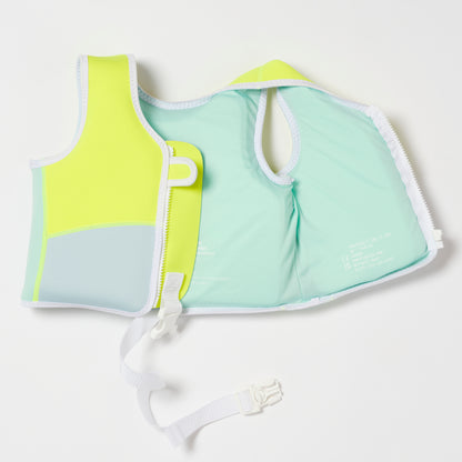 Salty the Shark Swim Vest 1-2 Aqua Neon Yellow