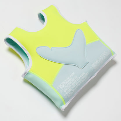 Salty the Shark Swim Vest 1-2 Aqua Neon Yellow