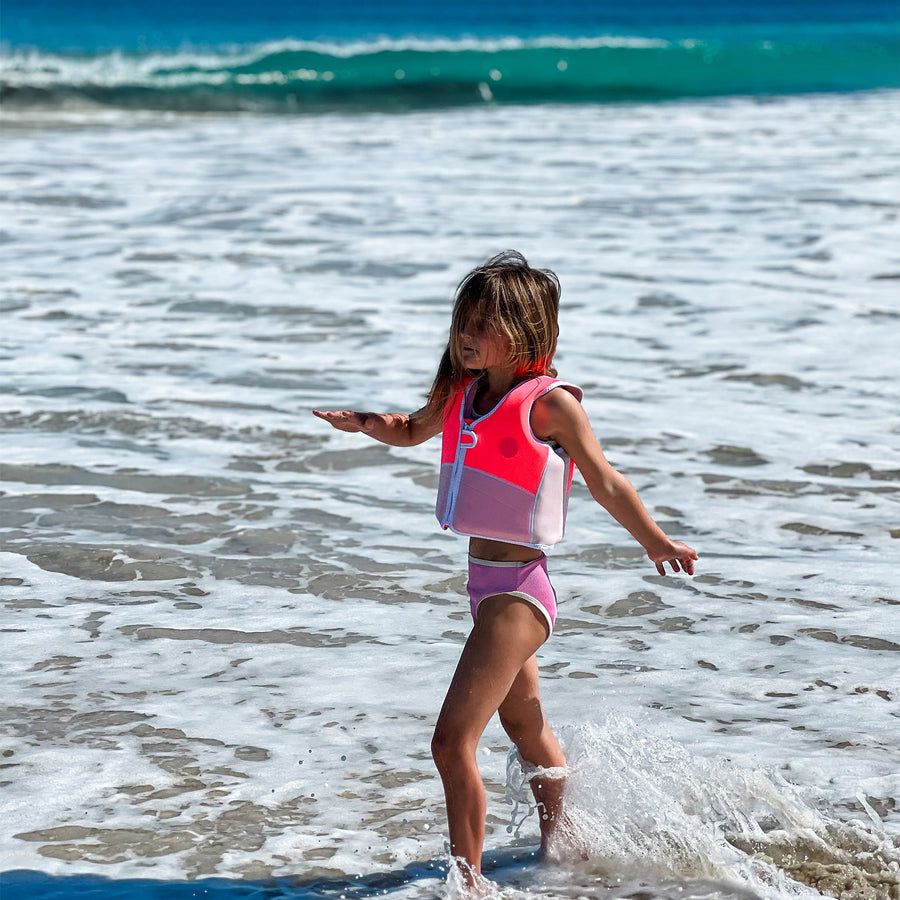 Melody the Mermaid Swim Vest 3-6 Neon Strawberry