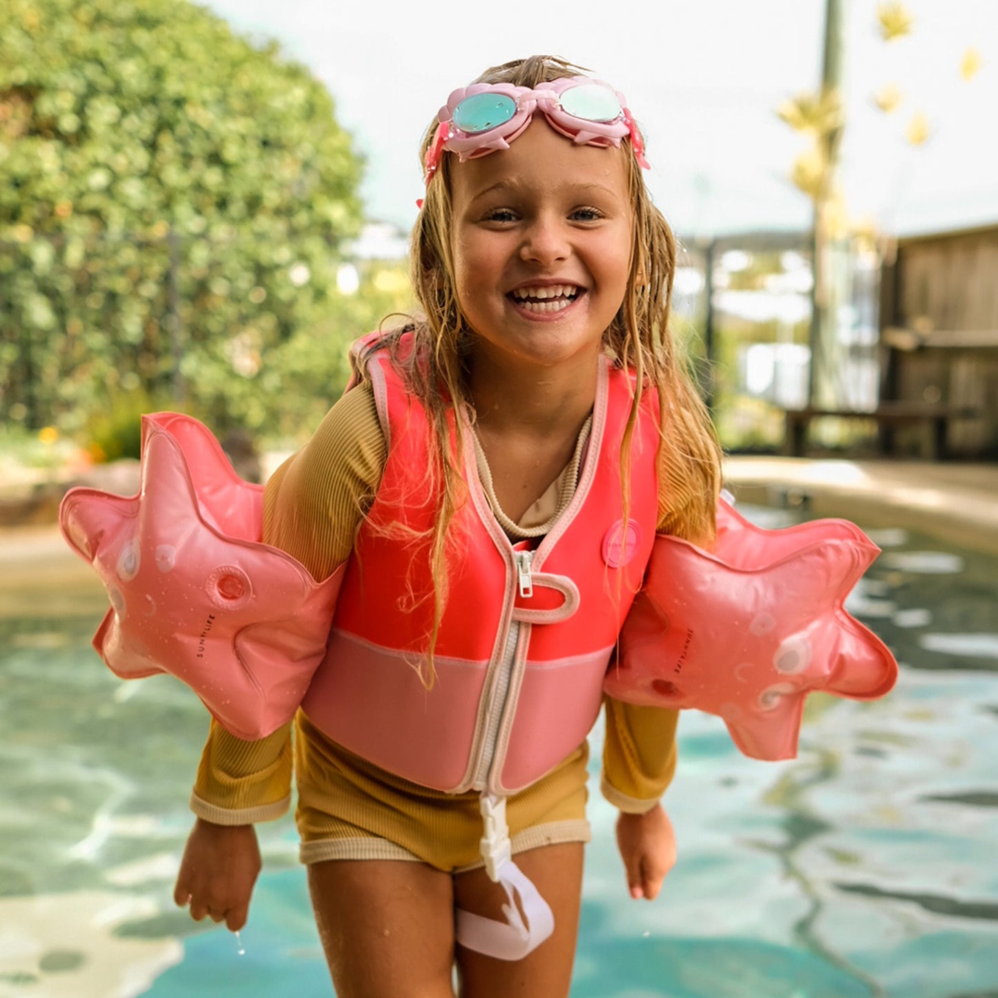 Melody the Mermaid Swim Vest 2-3 Neon Strawberry