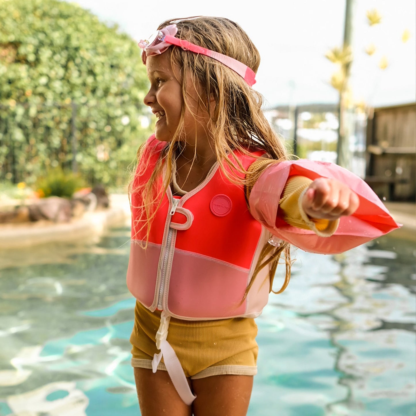 Melody the Mermaid Swim Vest 1-2 Neon Strawberry