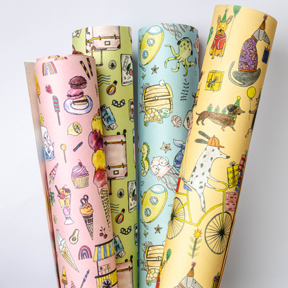 Gift Wrap | All Prints - 4 Designs x 2 Each | 8 Sheets