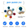 Playbox Infant Wooden Teether, Baby Teething Toys Silicone Teethers Bpa Free Silicone Rudder With Wooden Ring Soothe Babies Gums (Pastel)