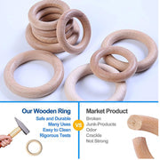 Playbox Infant Wooden Teether, Baby Teething Toys Silicone Teethers Bpa Free Silicone Rudder With Wooden Ring Soothe Babies Gums (Bright)
