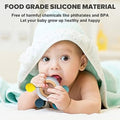 Playbox Infant Wooden Teether, Baby Teething Toys Silicone Teethers Bpa Free Silicone Rudder With Wooden Ring Soothe Babies Gums (Pastel)