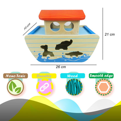 Playbox Wild Cruise Wooden Animal Ark Toy, Educational Animal Transport Ship, Noah's Ark Inspired Toy Set, Animal Adventure Wooden Toy, Imaginative Play Ark with Animals, Creative Animal Ship Playset