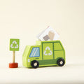 Playbox Tiny Trash Hub | Reduce & Reuse Recycling Center Playset | Wooden Green Garbage Truck Toy and Sorting Bins | Safe, Natural Materials for Environmental Learning, Fine Motor Skills, and Play