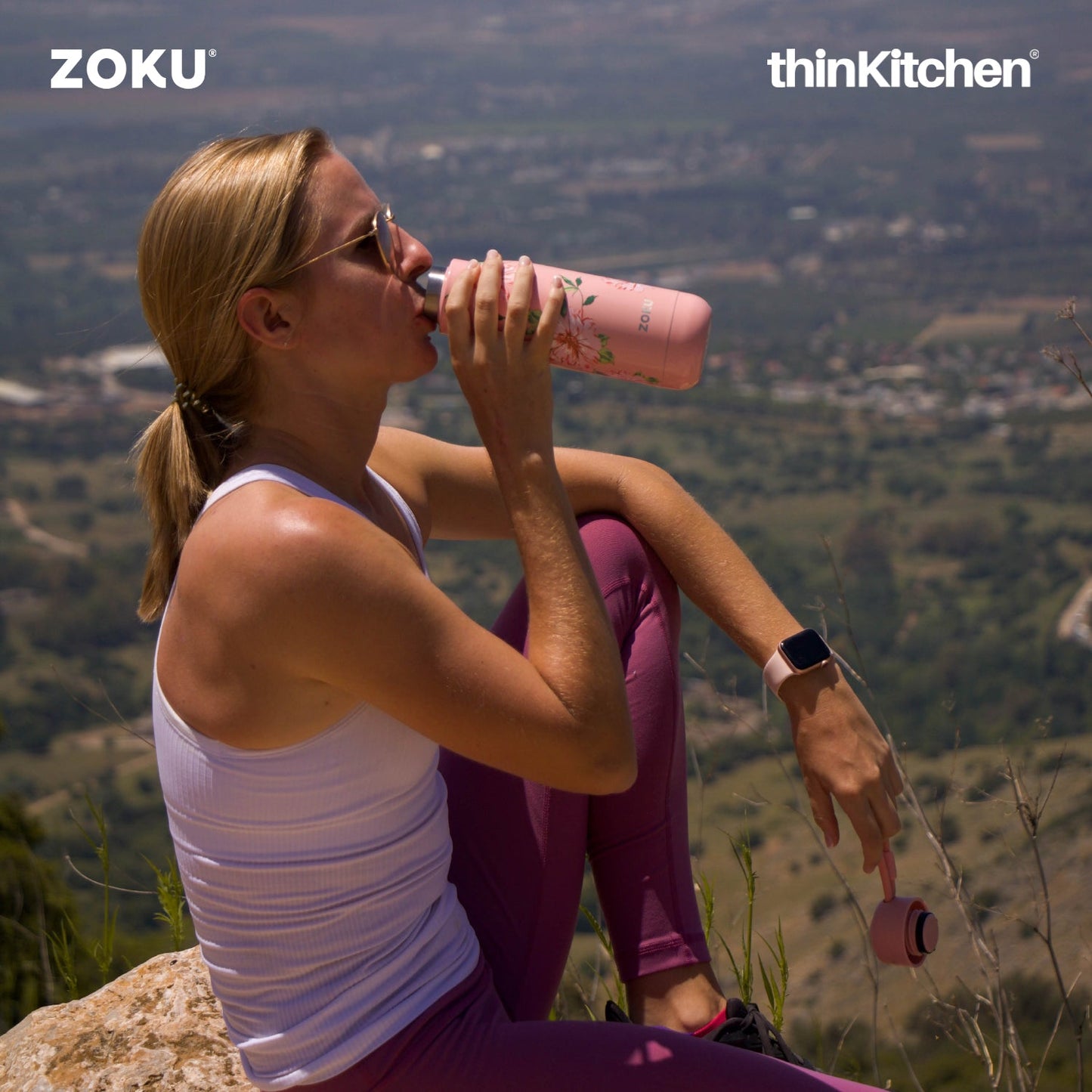 thinKitchen™ Zoku Rose Petal Pink Stainless Steel Bottle, 350ml
