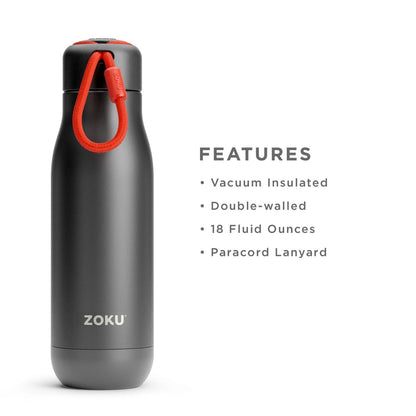 thinKitchen™ Zoku Stainless Steel Bottle, Black, 500ml