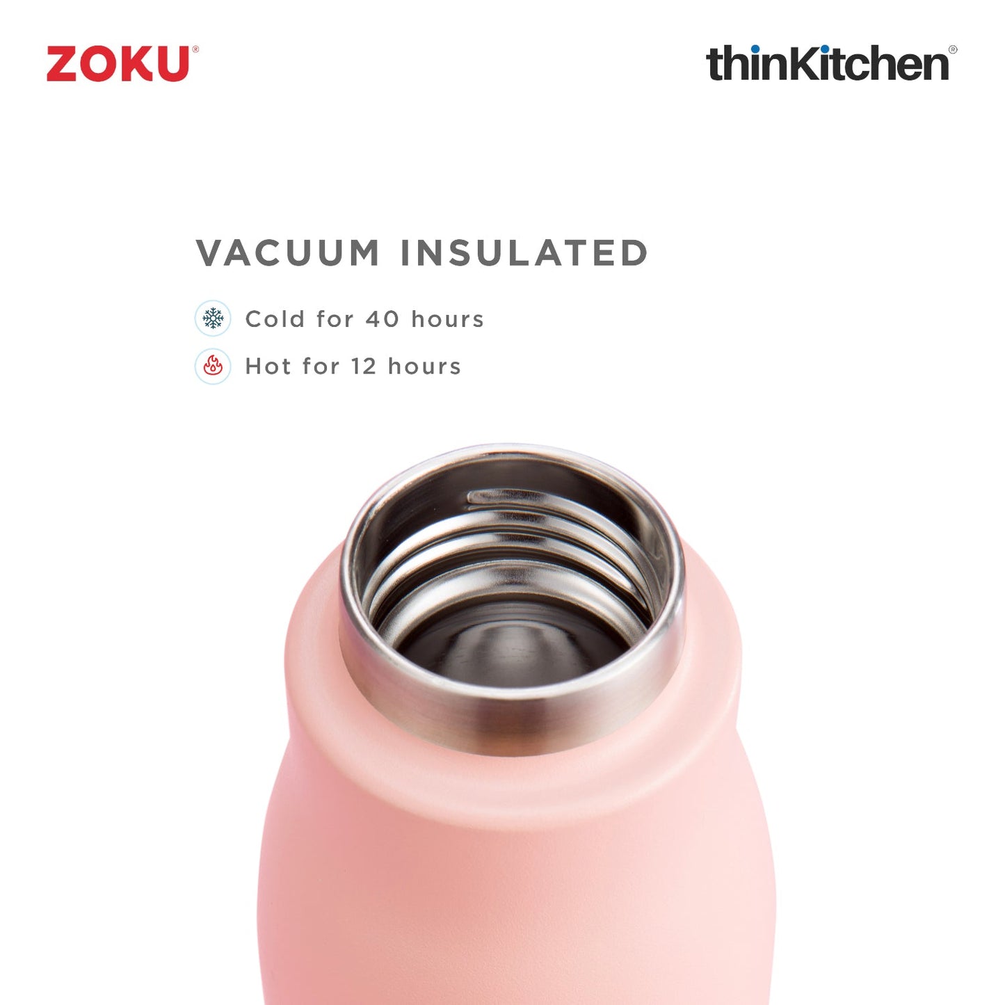 thinKitchen™ Zoku Coral Stainless Steel Bottle, 500ml