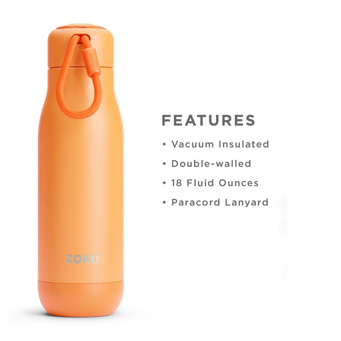 thinKitchen™ Zoku Stainless Steel Bottle, Orange, 500ml