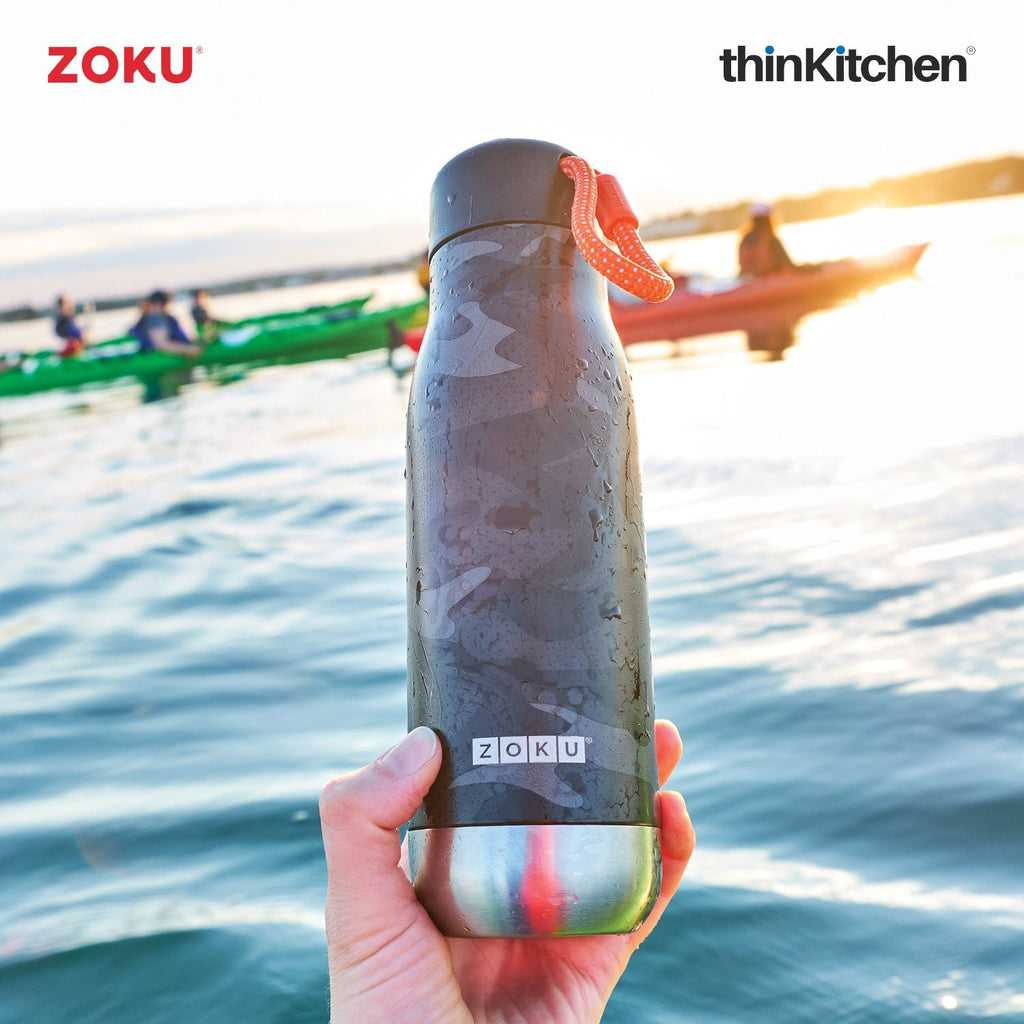 thinKitchen™ Zoku Black Camo Stainless Steel Bottle, 500ml