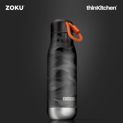 thinKitchen™ Zoku Black Camo Stainless Steel Bottle, 500ml