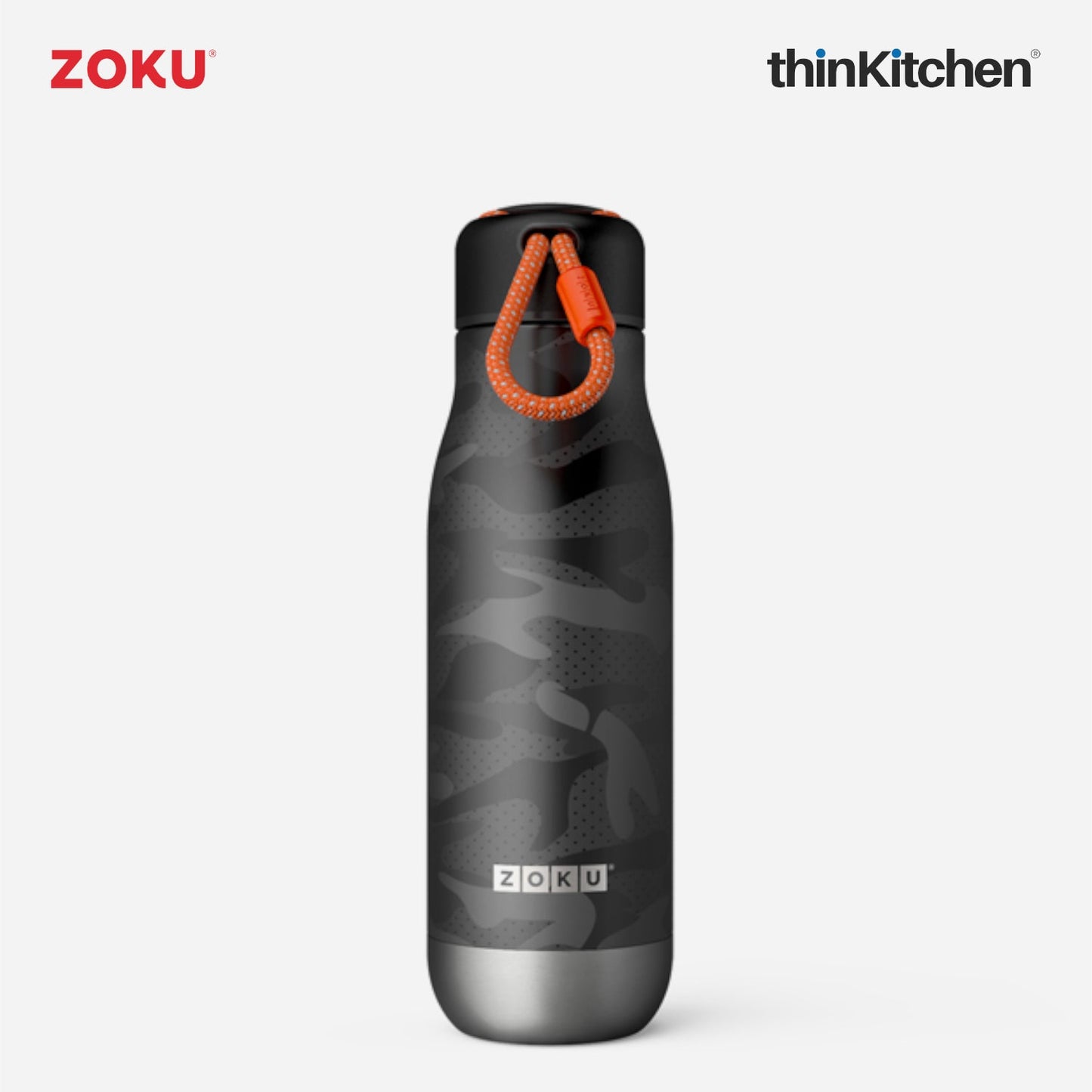 thinKitchen™ Zoku Black Camo Stainless Steel Bottle, 500ml