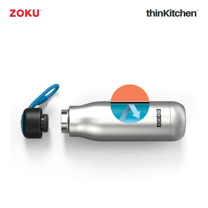 thinKitchen™ Zoku Silver Vaccum insulated Stainless Steel Bottle, 500ml