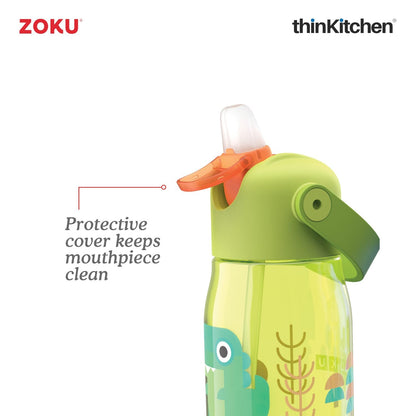 thinKitchen™ Zoku Kids Flip Straw Bottle, Green, 415ml