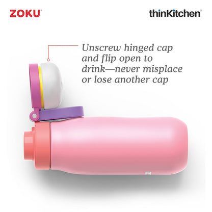 thinKitchen™ Zoku Ultralight Stainless Steel Bottle, Pink, 500ml