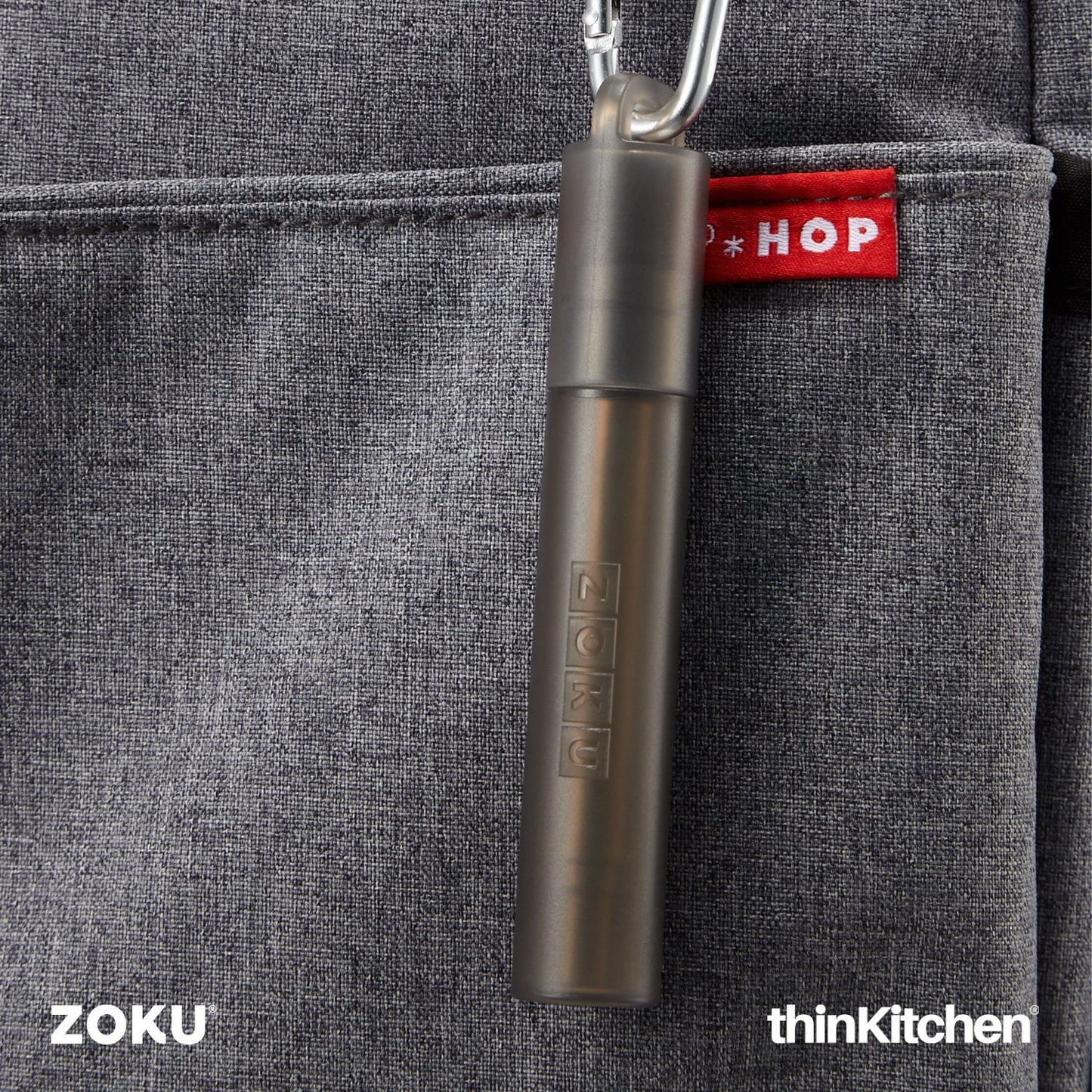 thinKitchen™ Zoku Grey Two Tone Pocket Straw