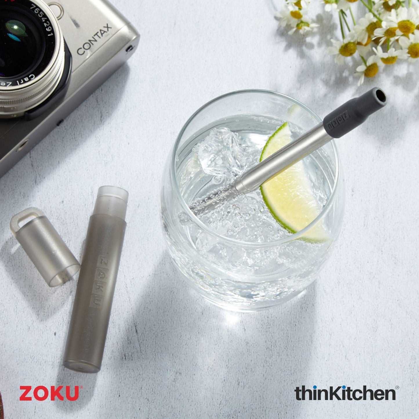 thinKitchen™ Zoku Grey Two Tone Pocket Straw
