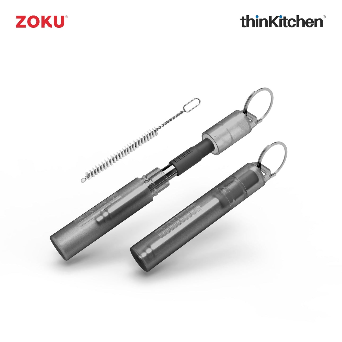 thinKitchen™ Zoku Grey Two Tone Pocket Straw