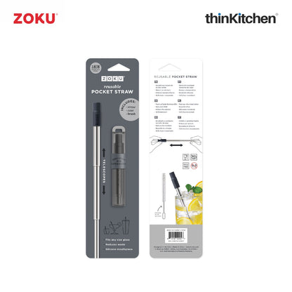 thinKitchen™ Zoku Grey Two Tone Pocket Straw