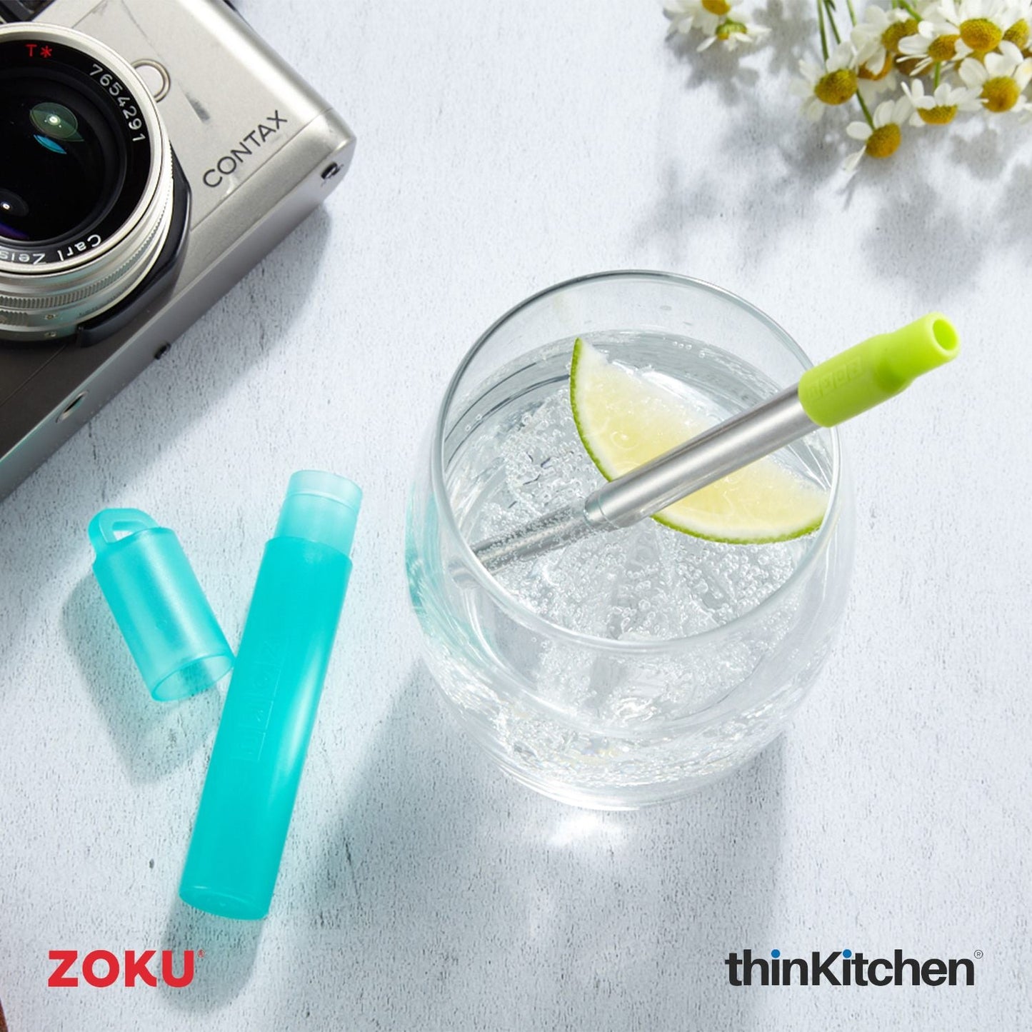 thinKitchen™ Zoku Teal Two Tone Pocket Straw