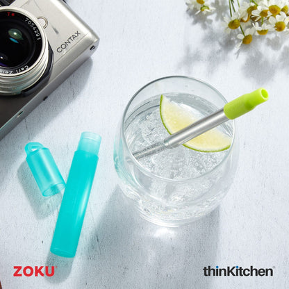 thinKitchen™ Zoku Teal Two Tone Pocket Straw