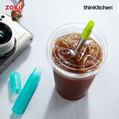 thinKitchen™ Zoku Teal Two Tone Pocket Straw
