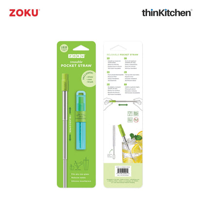 thinKitchen™ Zoku Teal Two Tone Pocket Straw