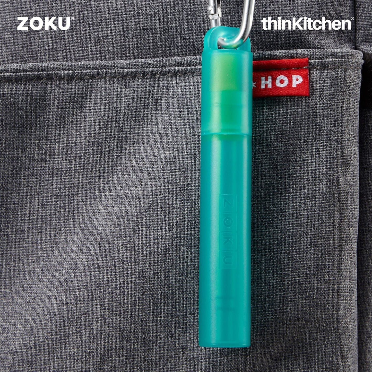 thinKitchen™ Zoku Teal Two Tone Pocket Straw