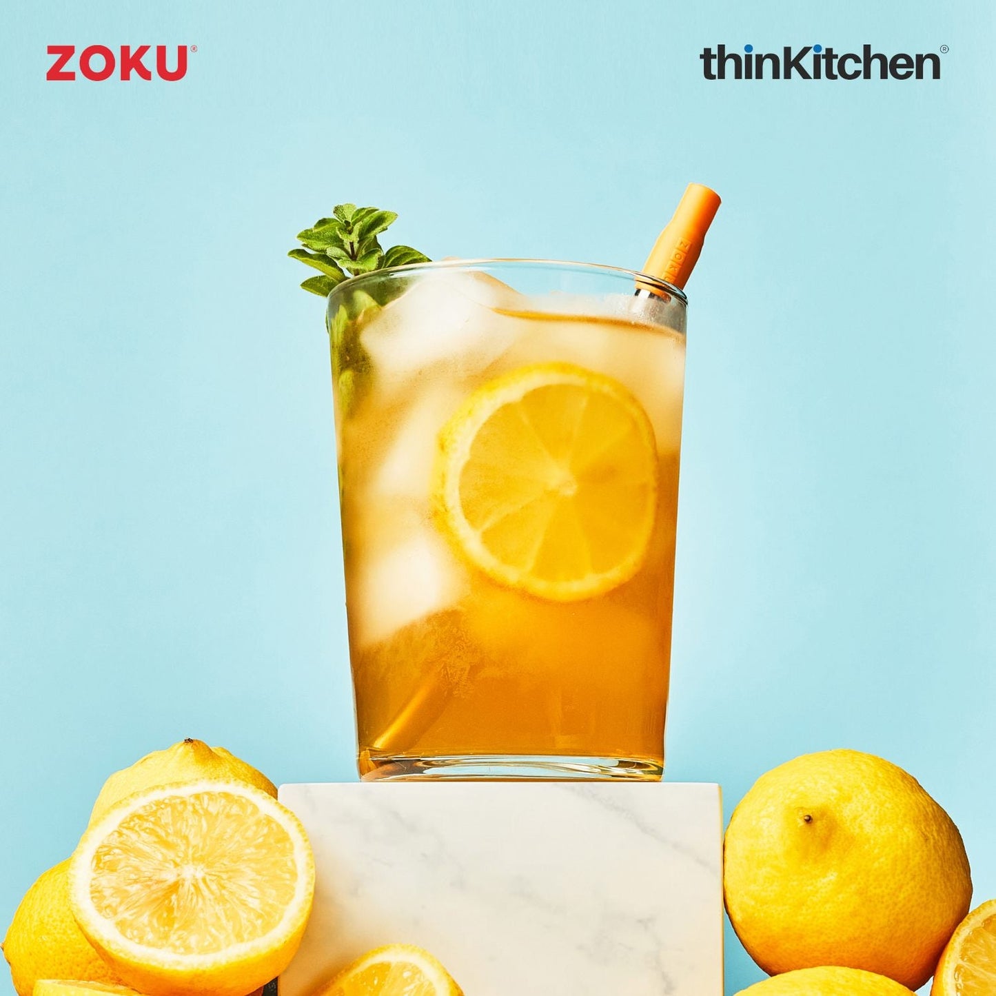 thinKitchen™ Zoku Orange Two Tone Pocket Straw