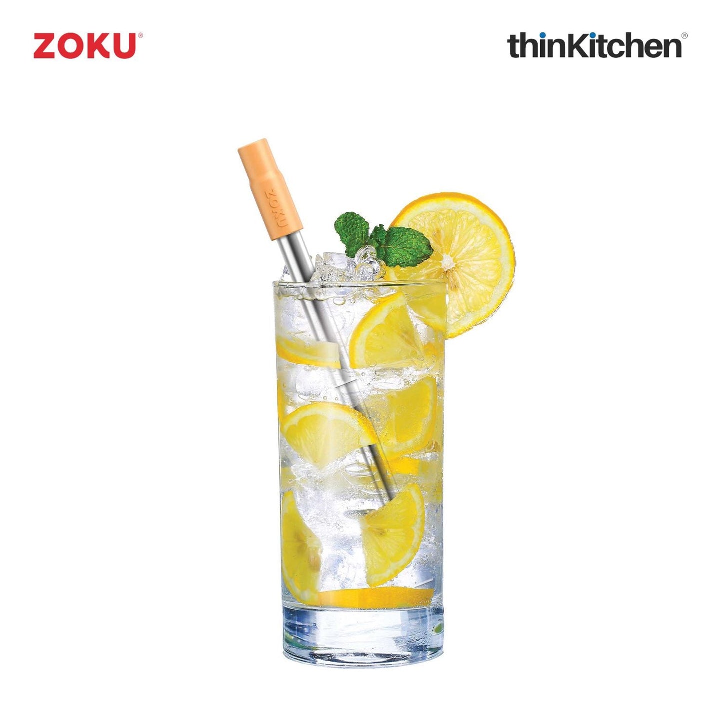 thinKitchen™ Zoku Orange Two Tone Pocket Straw