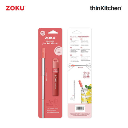 thinKitchen™ Zoku Red Two Tone Pocket Straw