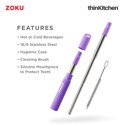 thinKitchen™ Zoku Purple Two Tone Pocket Straw