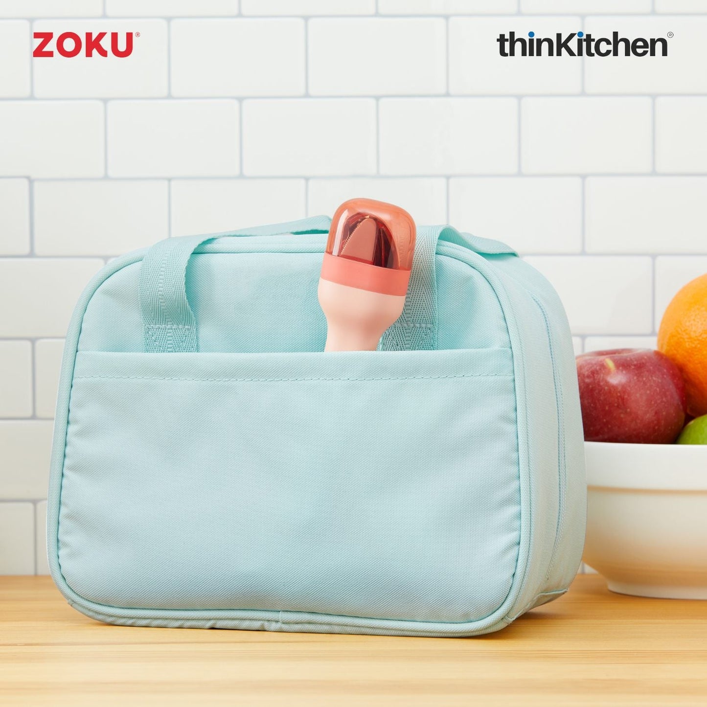 thinKitchen™ Zoku Stainless Steel Kids Pocket Utensil Set, Peach