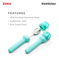 thinKitchen™ Zoku Stainless Steel Kids Pocket Utensil Set, Teal