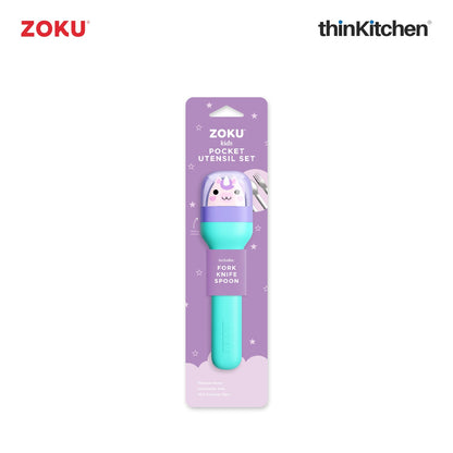 thinKitchen™ Zoku Stainless Steel Kids Pocket Utensil Set, Unicorn