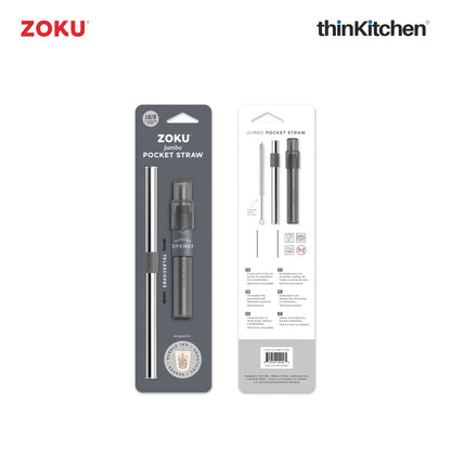 thinKitchen™ Zoku Jumbo Pocket Straw, Charcoal