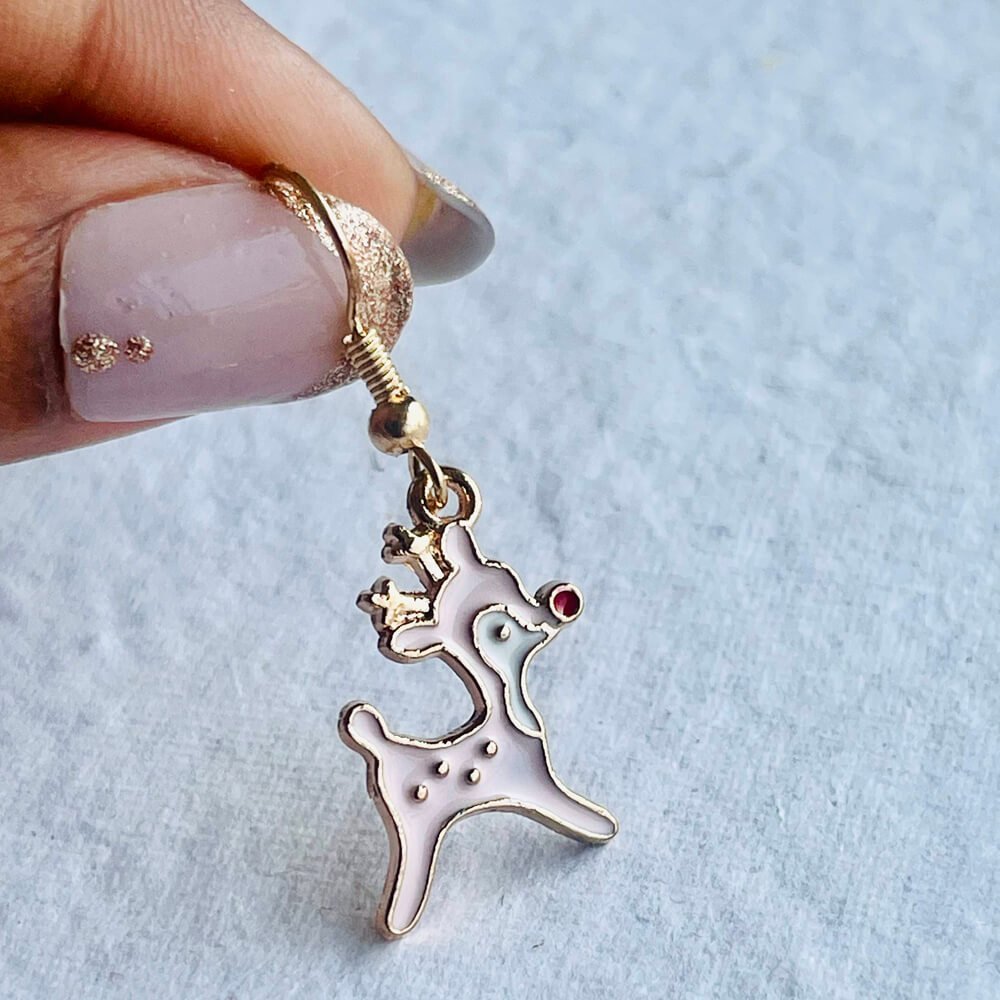 Baby Pink Doe the Deer Christmas Party Wear fashion accessories Earrings