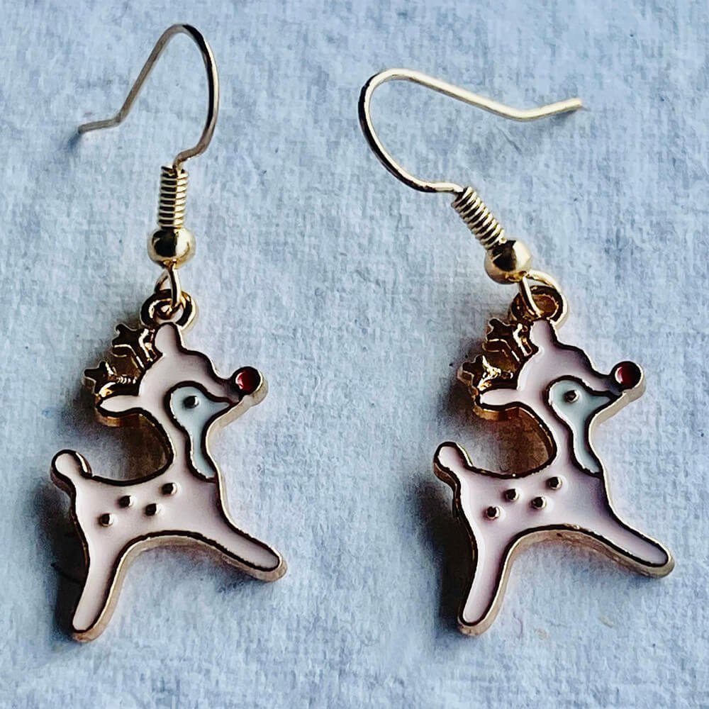 Baby Pink Doe the Deer Christmas Party Wear fashion accessories Earrings