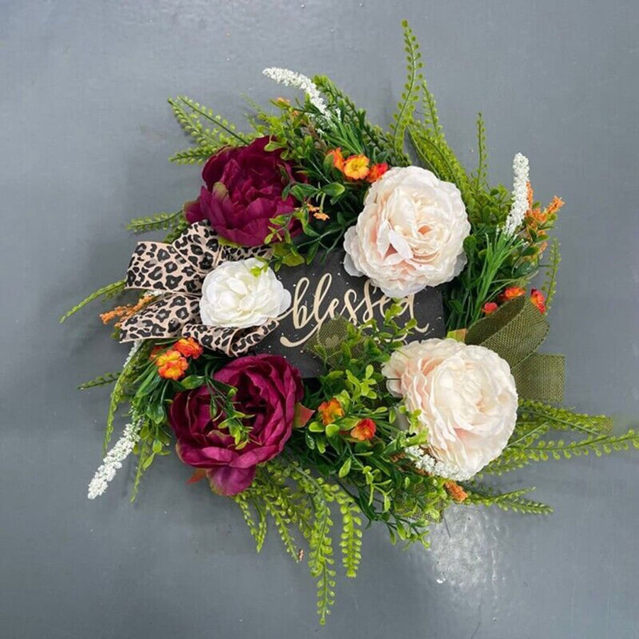 Blessed theme Artificial Christmas Wreath for Wall,Door and Tree Decor