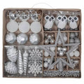 Christmas Ball Ornaments XMas Tree Hanging Decorations Silver & White theme christmas Balls, 90 pcs Box Set - Little Surprise BoxChristmas Ball Ornaments XMas Tree Hanging Decorations Silver & White theme christmas Balls, 90 pcs Box Set