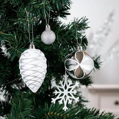 Christmas Ball Ornaments XMas Tree Hanging Decorations Silver & White theme christmas Balls, 90 pcs Box Set - Little Surprise BoxChristmas Ball Ornaments XMas Tree Hanging Decorations Silver & White theme christmas Balls, 90 pcs Box Set