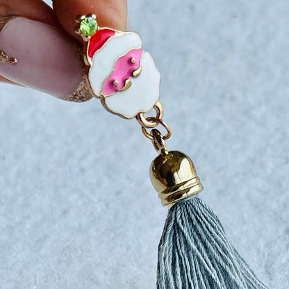 Christmas earrings accessories party wear, Grey Flowy hanging Santa Claus - Little Surprise BoxChristmas earrings accessories party wear, Grey Flowy hanging Santa Claus