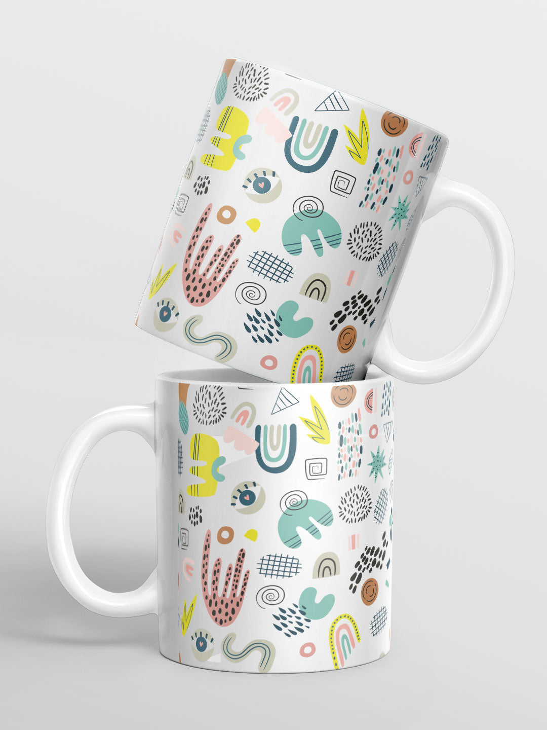 Abstract Objects Pattern - Coffee Mug Ceramic 325 ml White