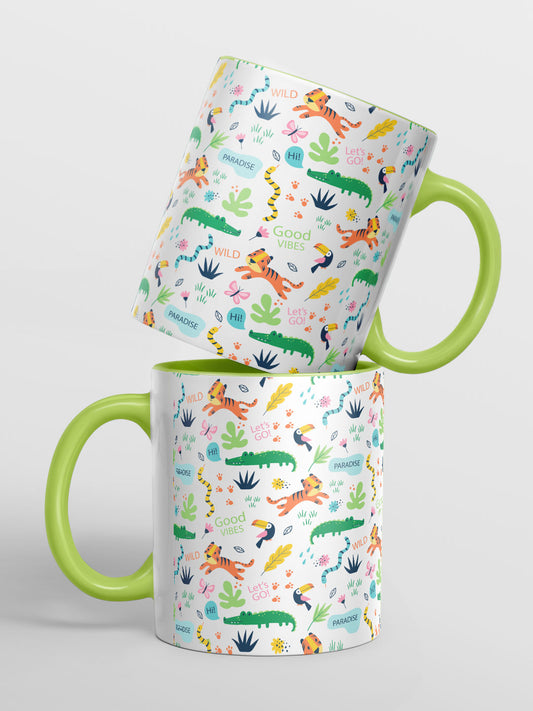 Tropical Paradise - Coffee Mug Ceramic 325 ml Handle & Inside Green