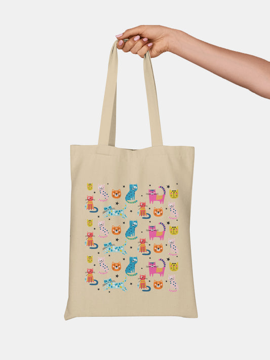 Cats - Casual Tote Bag Canvas Off White