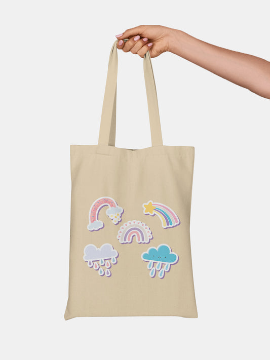 Happy Clouds - Casual Tote Bag Canvas Off White