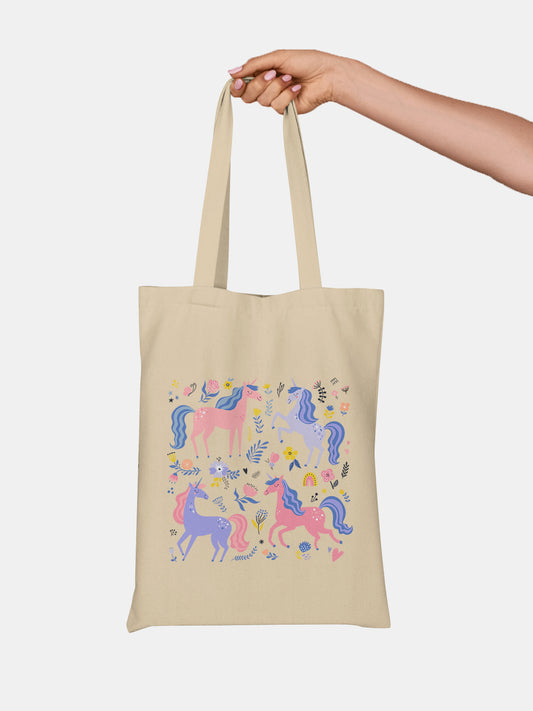 Mythic Unicorns - Casual Tote Bag Canvas Off White